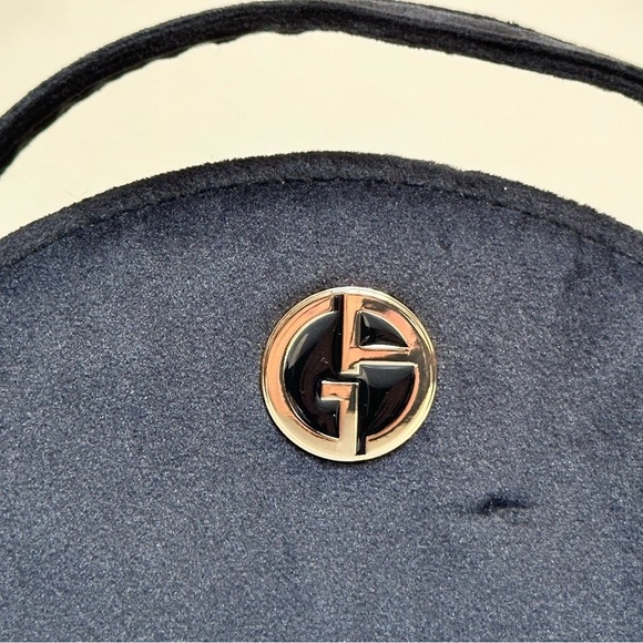 GIORGIO ARMANI ROUND BEAUTY BAG BLACK VELVET HANDBAG - Picture 2 of 12